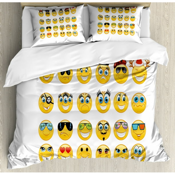 Smiley Face Christmas Expressions Emoji Duvet Cover Set Bedding With Pillowcases